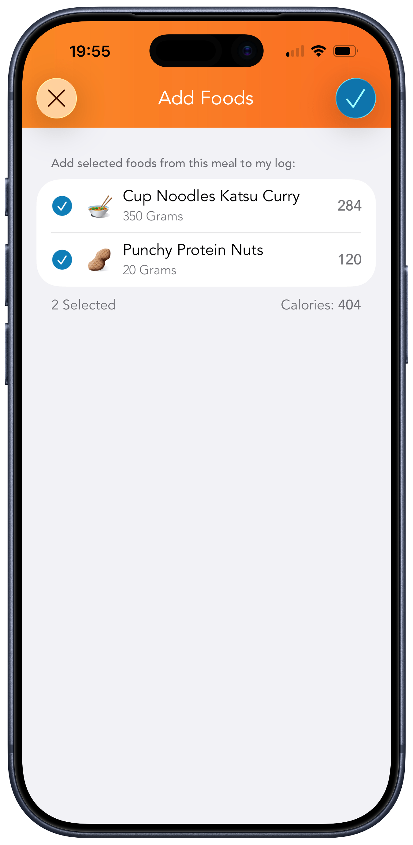 Lose It add foods and meal actions