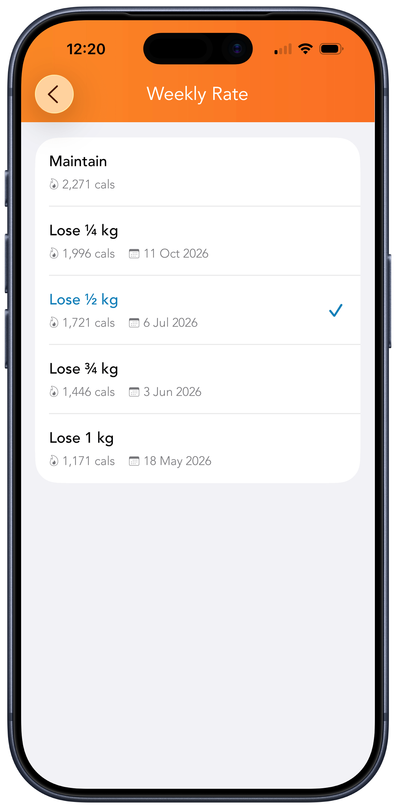 Lose It weekly rate options