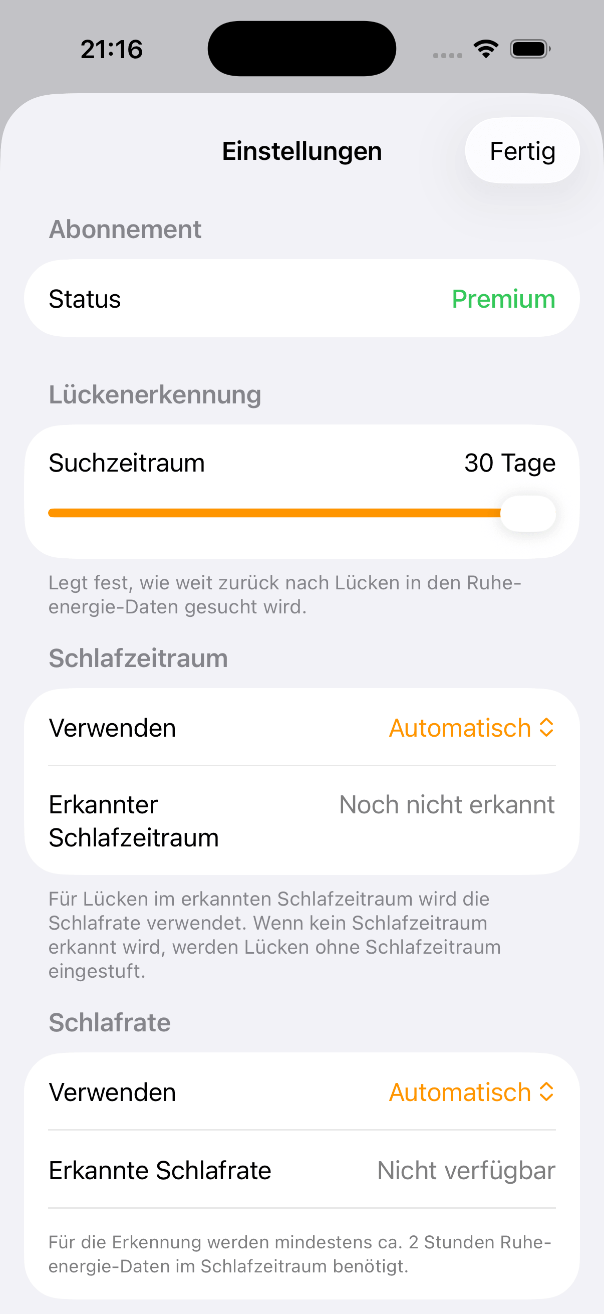 Einstellungen mit Benachrichtigungs- und Automatisierungsoptionen