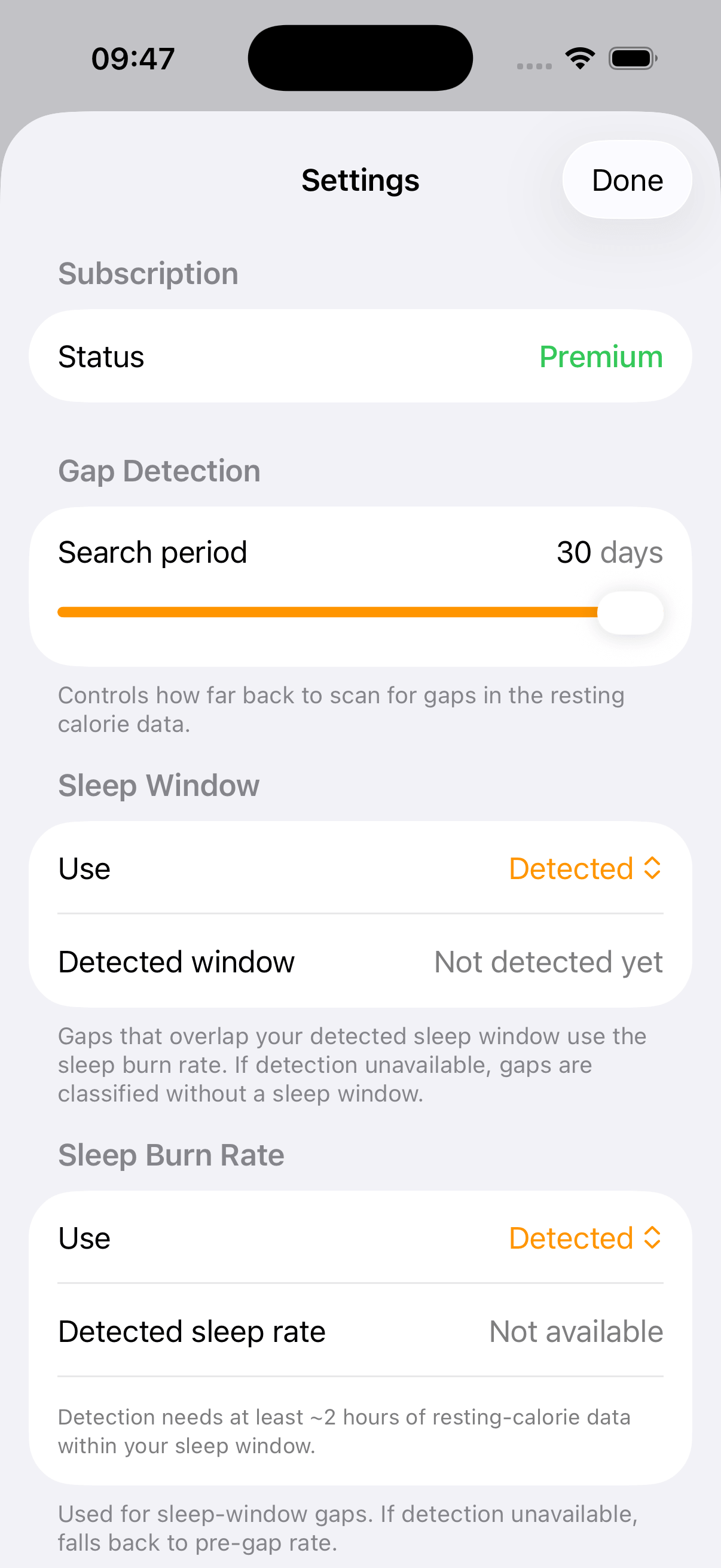 Settings screen with notification and automation preferences